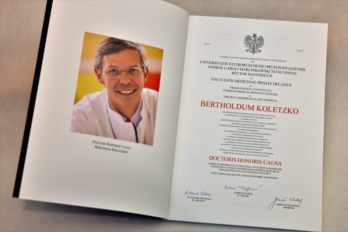 Professor Berthold Koletzko received the Doctor Honoris Causa award of Poznan University of Medical Sciences